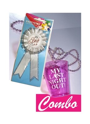 COMBO: Shot Glass Necklace and Bride-To-Be Rosette