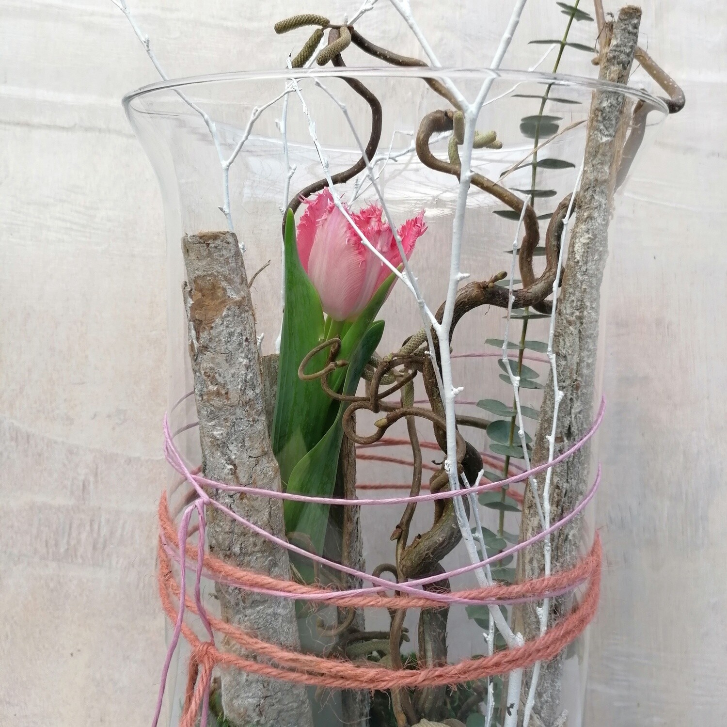 Glas Tulpengarten natur - rosa