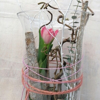 Glas Tulpengarten natur - rosa