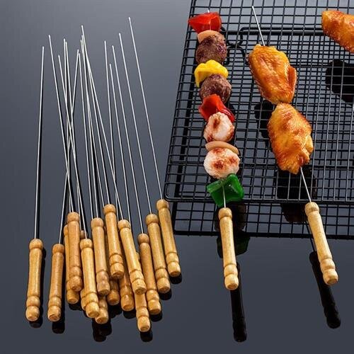 12 Piece Stainless Steel 30cm Length BBQ Kebab Skewers