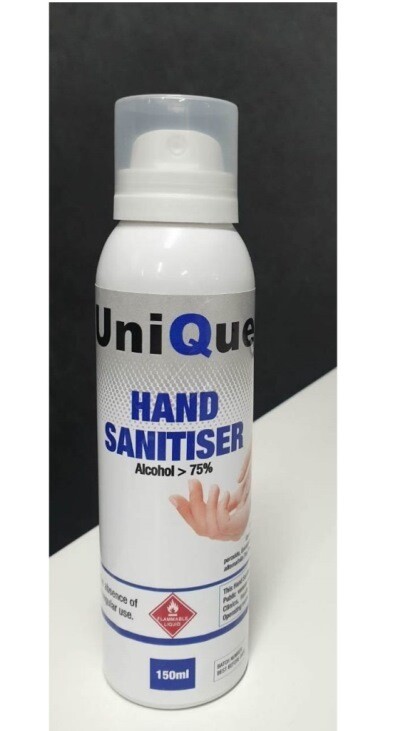 UniQue 150ml Hand and Surface Alcohol Based Sanitiser