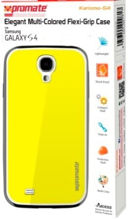 Promate Karizmo-S4 Elegant Flexi-Grip Case for Samsung Galaxy S4-Yellow Retail Box 1 Year Warranty