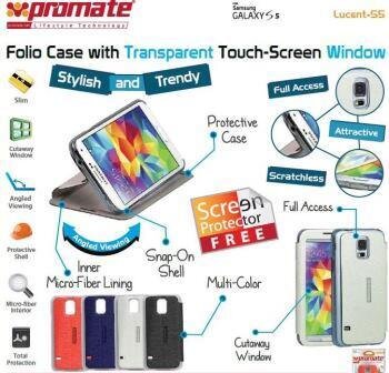 Promate Lucent S5 Bookcover with T-Screen Window Colour: White