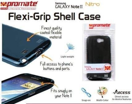 Promate Nitro.Black Multi-Colored Flexi-Grip Designed Case For Samsung Galaxy Note 2.