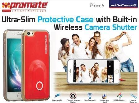 Promate selfieCase-i6 Ultra-Slim Protective case with Built-in Wireless Camera Shutter - Red