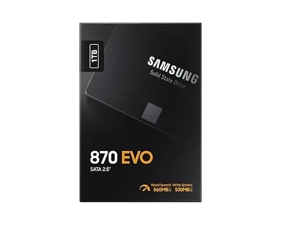 Samsung 870 EVO. SSD capacity: 1000 GB, SSD form factor: 2.5", Read speed: 560 MB/s, Write speed: 53