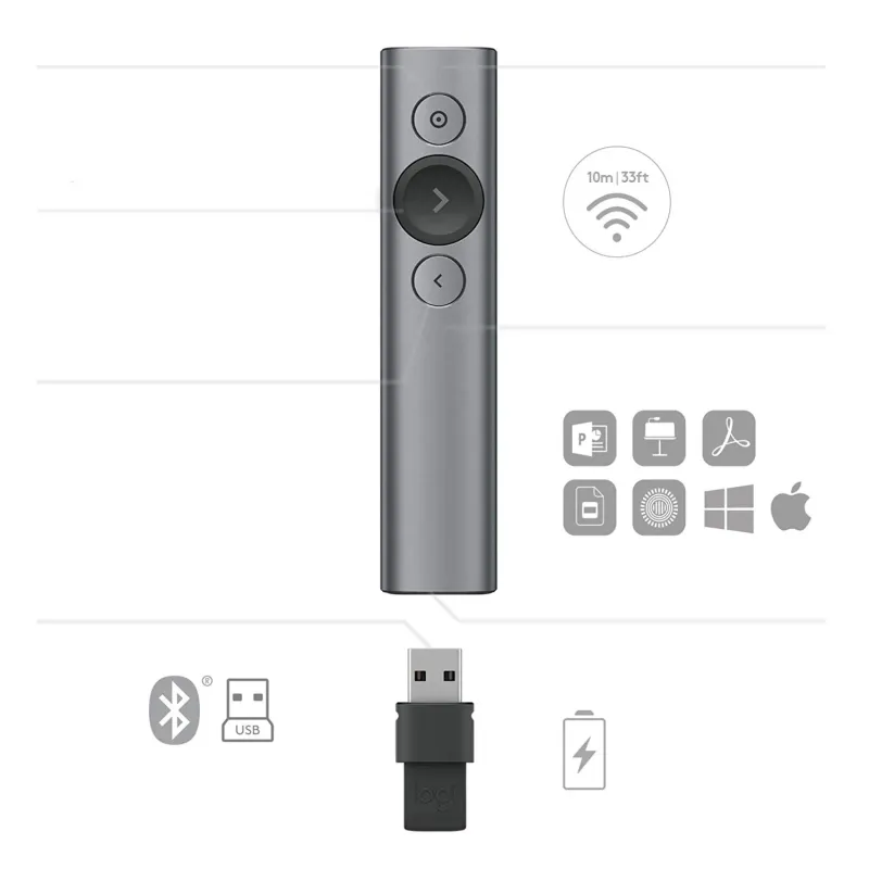 LOGI Spotlight 910-004861 Presentation Remote - SLATE - 2.4G