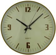 Casey Wall Clock - Round Pine Woodgrain Outer Rim With Beige