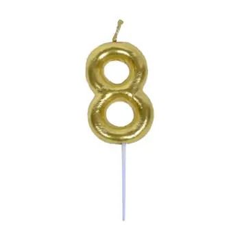 Casey 10cm Gold Numerical Birthday Candle Nr.8 Retail Packag