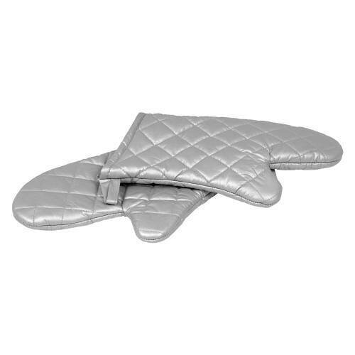 Oven Mitt Silicone Coated - Silver - 330mm (Pair)