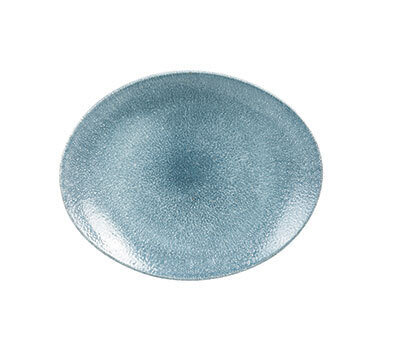 Raku Topaz Blue - Oval Coupe Plate - 31.7 X 25.5cm (12)