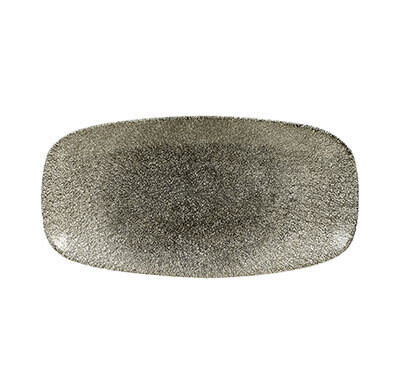 Raku Quartz Black - Chefs&#39; Oblong Plate - 35.5 X 18.9cm (6)