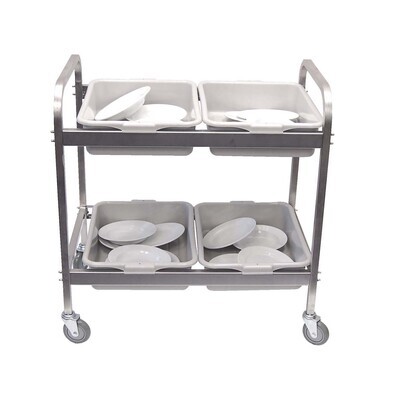 Dish Clearing Trolley S/Steel With 4 Tote Boxes 870 X 545 X 930mm