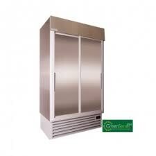 Double Solid Sliding Door Cooler w/ S/S Sides and Grey Trim
