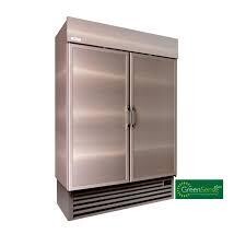 Double Solid Hinged Door Freezer w/ S/S Sides and Grey Trim