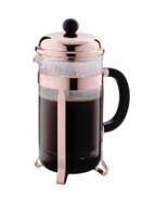 Regent coffee plunger with copper plated frame 8 cup, 1LT