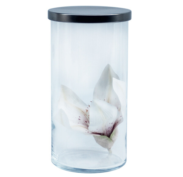 Cylinder jar &amp; metal lid 20X10CM