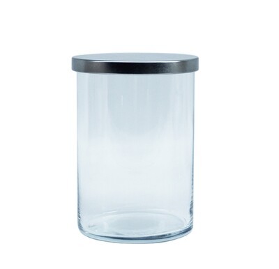 Cylinder jar &amp; metal lid 15X10CM