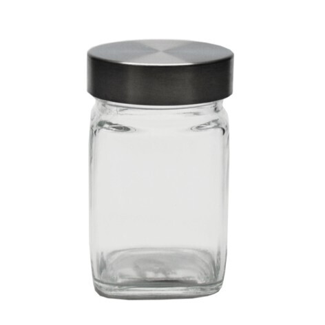 Square jar &amp; silver lid small 11X6CM - 310ML
