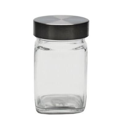 Square jar &amp; silver lid small 11X6CM - 310ML