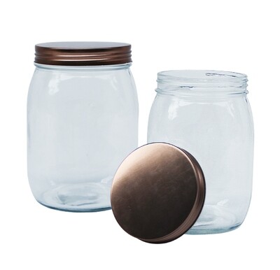 Rnd jar w/gold lid 1LT