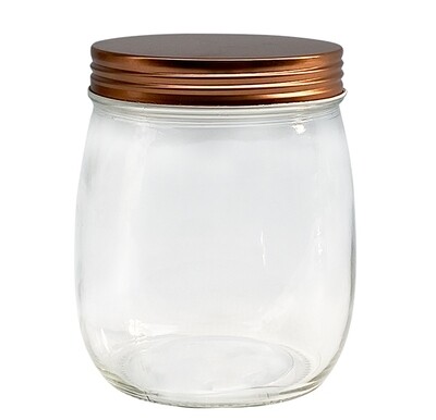 Rnd jar w/gold lid 13X9.5CM - 700ML