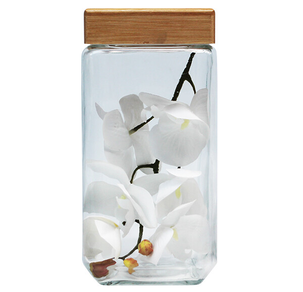 SQ jar w/wooden lid 2.1L