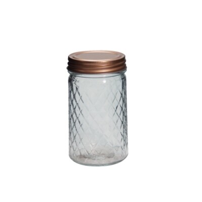 Pineapple pattern jar w/copper lid - 310ML