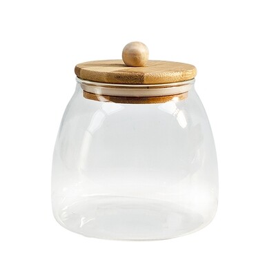 Tappered jar w/wooden lid 12X8CM - 64ML