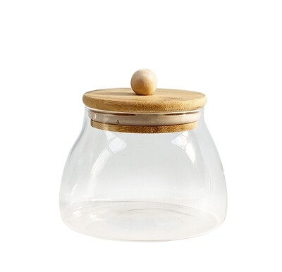 Tappered jar w/wooden lid 10X8CM - 450ML