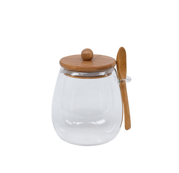 Honey jar w/wooden lid &amp; spoon 660ML