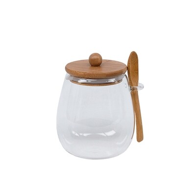 Honey jar w/wooden lid &amp; spoon 660ML