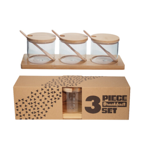 3PC breakfast set w/wooden spoon &amp; tray