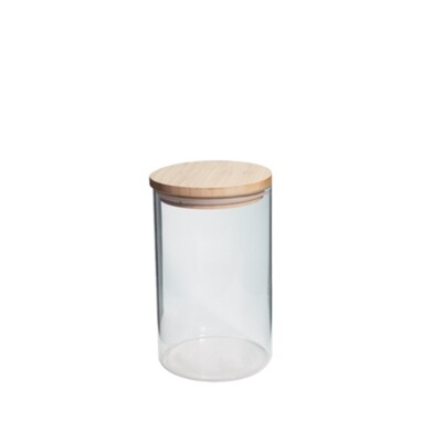 Cylinder jar w/wooden lid 17X10CM 1LT