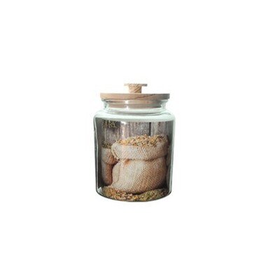 Glass jar w/wooden lid 30X12CM - 4.1LT
