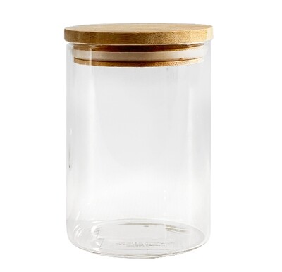 Cylinder jar w/wooden lid 13X8.5CM - 510ML