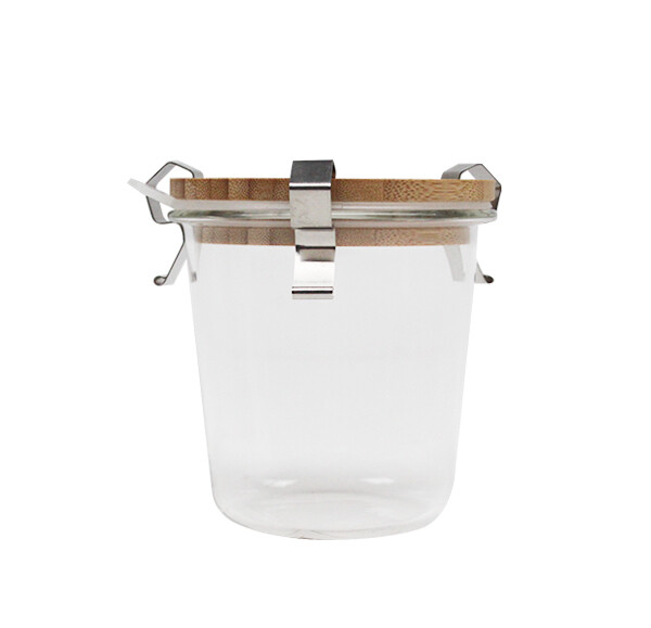 Jar w/wooden lid &amp; metal clip 260ML