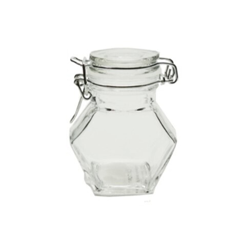 6Pack hexagon cliptop jar 8.5X4.5CM - 100ML