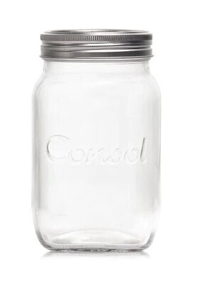Consol glass preserving jar 1LT with ring &amp; dome