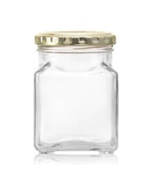 Consol square jar glass 260ML with gold lid