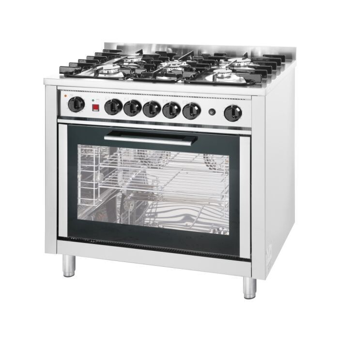 EKA 5 Burner gas cooking range with electric convection oven - 3 Phase