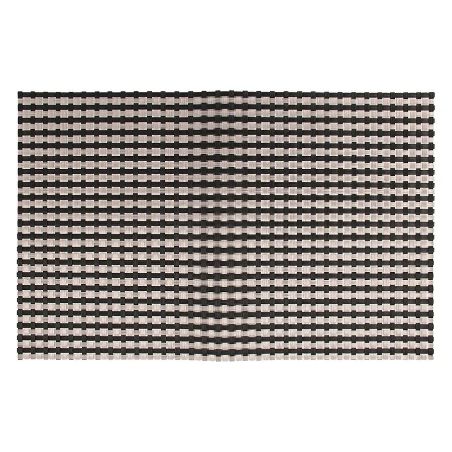 REGENT PLACE MATS WOVEN SILVER/BLACK PVC, (300X450MM)