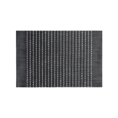 REGENT PLACE MATS BLACK PVC WITH WHITE STRIPED COTTON WEAVE, (300X450MM)