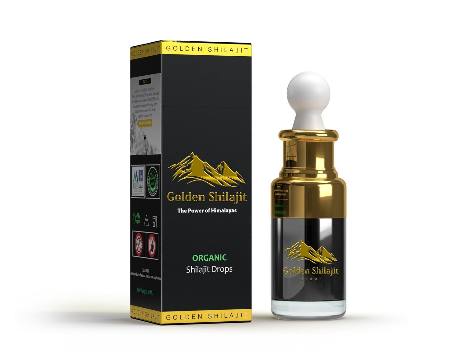 GOLDEN Shilajit Drops | 30 ML | 2-packs| Organic | Purified |