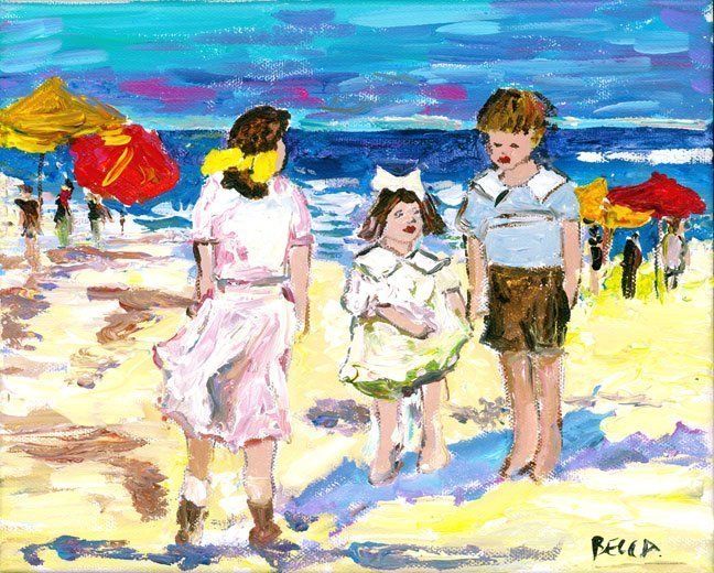 "Three Children on Beach" by Becca