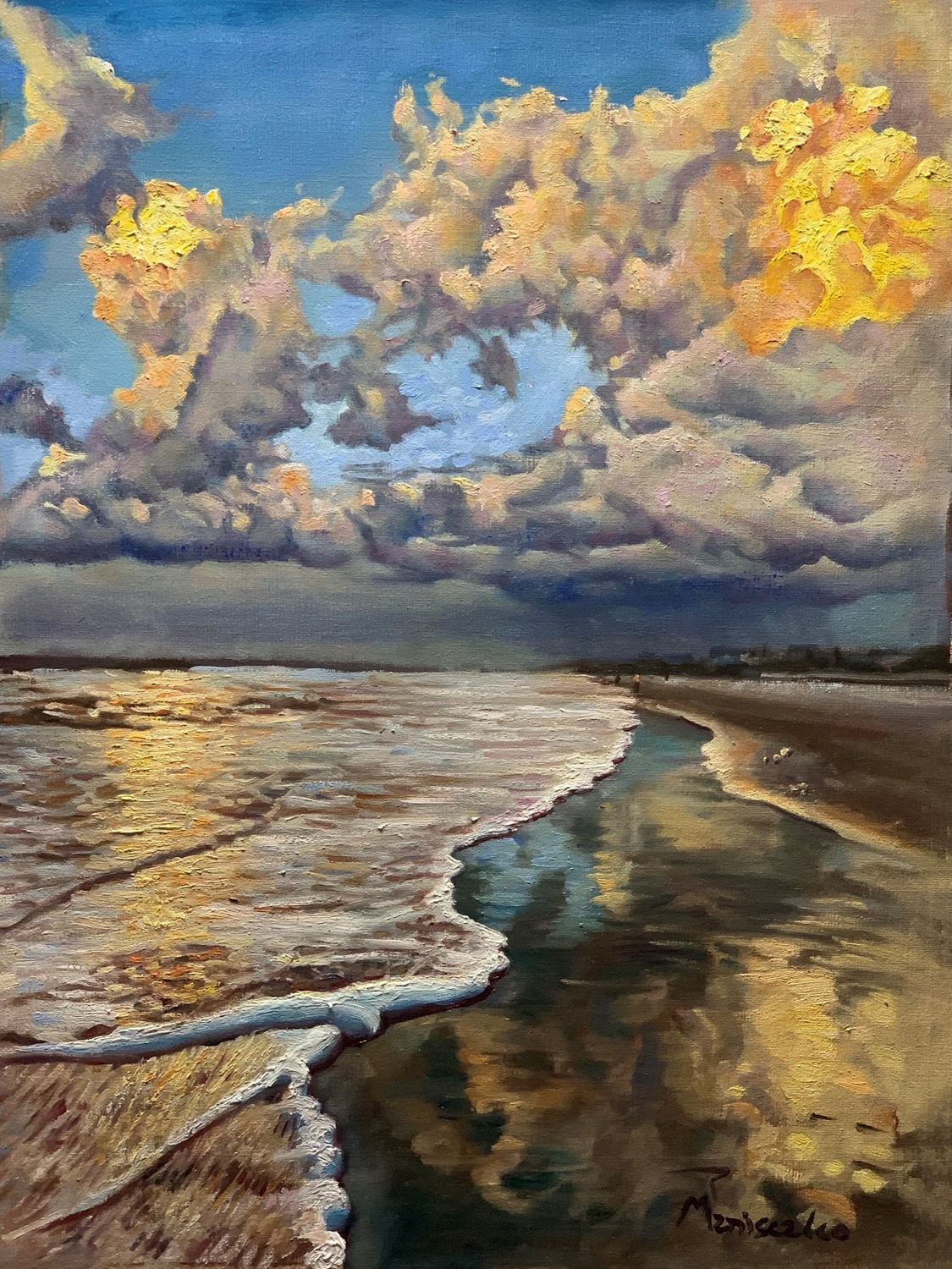 "Beach Reflections Distant Storm" by Robert Maniscalco
