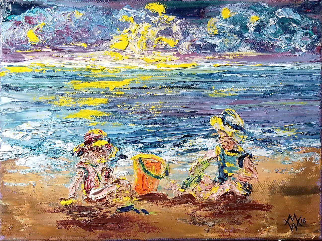 "Children on the Beach" by Monica Wells