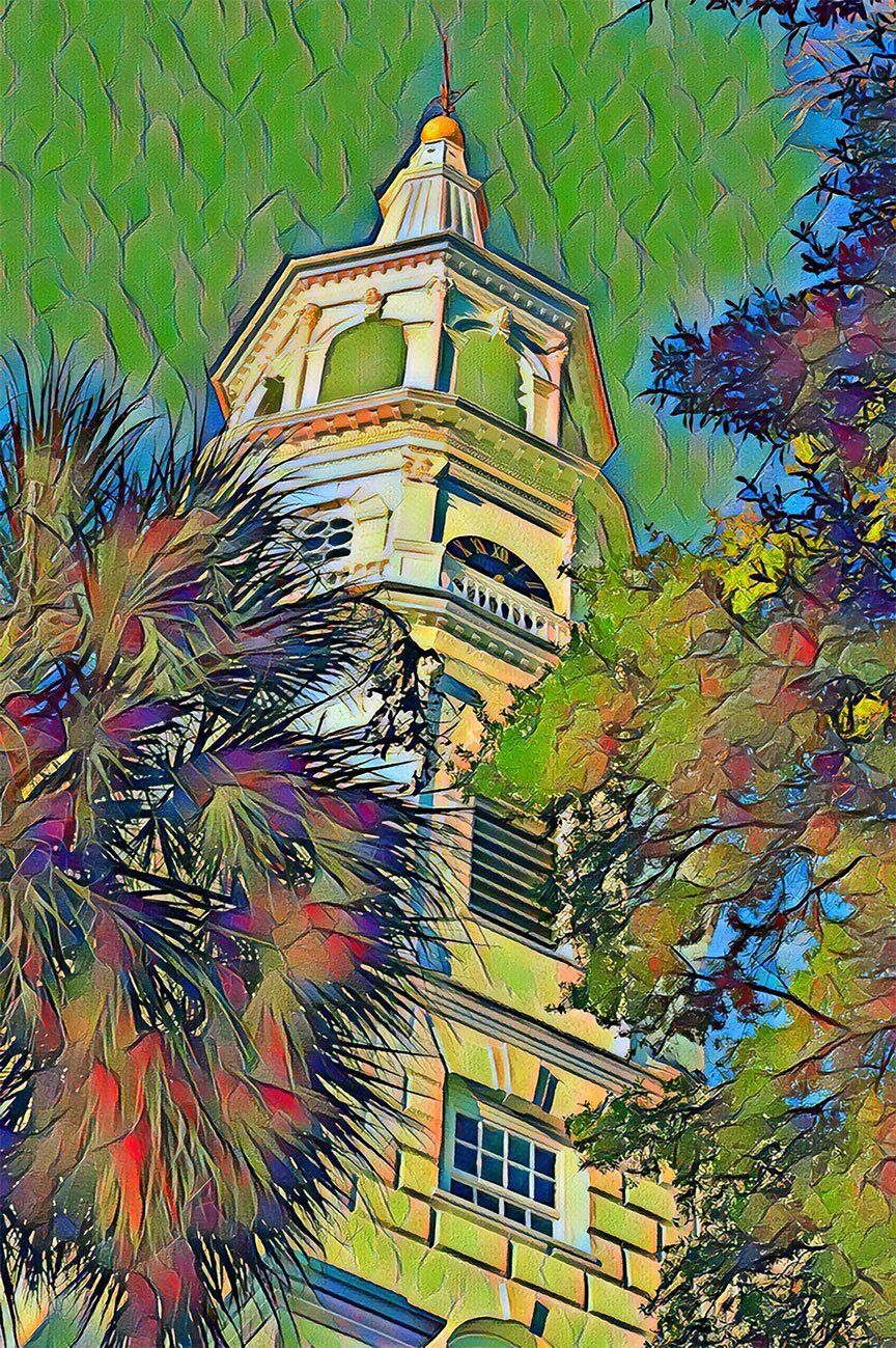 "Photo Painting of Steeple in Charleston SC" by David Johnson