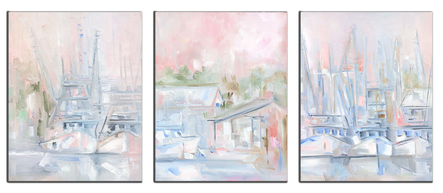 "Blush Boat Triptych" by Danielle Cather-Cohen