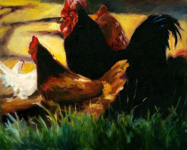 "Rooster and Chicken" by Joyce Hall